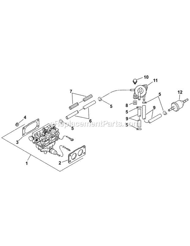 Kohler Cv750-0028 Fuel System Diagram and Parts List for M60-KH 53AH8CT6050 Cub Cadet Sprayer